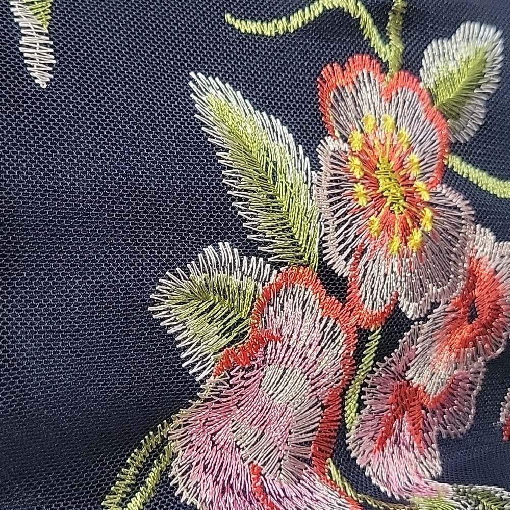 Floral Embroidered Navy and Pink Boho Sleeveless Dress XL - Picture 9 of 16